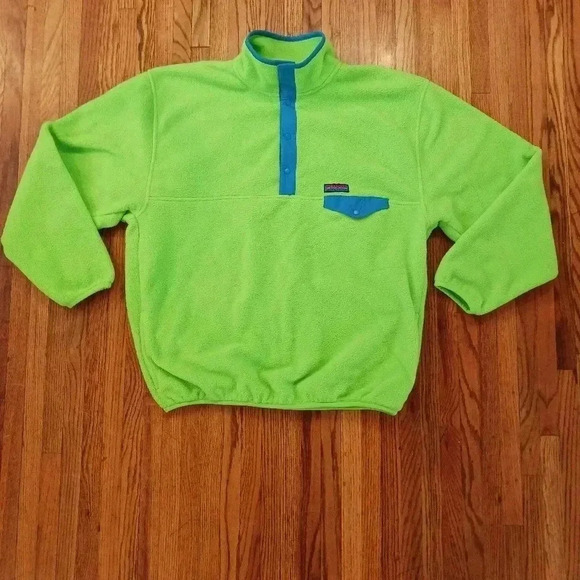 GAP Original Artic Fleece Mens Large Snap Fleece 90s Green Blue - Picture 1 of 8